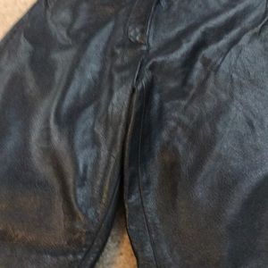 Black leather slim leg pants